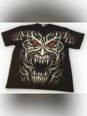 Vintage Rock Eagle T-shirt Single Stitch Size XL Demon Evil 90s Y2K Scary Tee